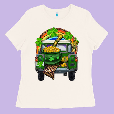 Ladies Tee St Patrick's Day Truck With Pot Of Gold Horseshoe And Rainbow