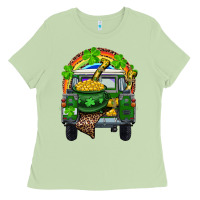 Matcha St Patrick's Day Truck With Pot Of Gold Horseshoe And Rainbow Ladies Tee - RanaPortraitStore