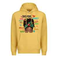 Antique Gold afro messy bun teach inspire love teacher blessed Premium Hoodie - NancyCooperArtShop
