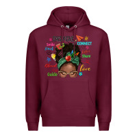Burgundy afro messy bun teach inspire love teacher blessed Premium Hoodie - NancyCooperArtShop