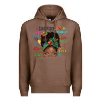Chestnut afro messy bun teach inspire love teacher blessed Premium Hoodie - NancyCooperArtShop