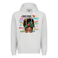 Dove Grey afro messy bun teach inspire love teacher blessed Premium Hoodie - NancyCooperArtShop