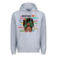 Heather Grey afro messy bun teach inspire love teacher blessed Premium Hoodie - NancyCooperArtShop