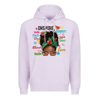 Lilac afro messy bun teach inspire love teacher blessed Premium Hoodie - NancyCooperArtShop