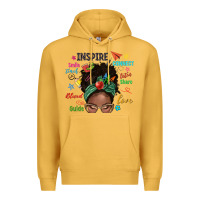 Mustard afro messy bun teach inspire love teacher blessed Premium Hoodie - NancyCooperArtShop