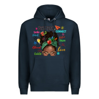Navy afro messy bun teach inspire love teacher blessed Premium Hoodie - NancyCooperArtShop