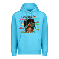 Ocean Blue afro messy bun teach inspire love teacher blessed Premium Hoodie - NancyCooperArtShop