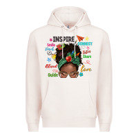 Pale Pink afro messy bun teach inspire love teacher blessed Premium Hoodie - NancyCooperArtShop