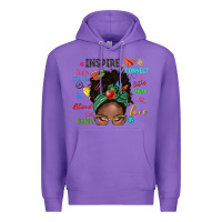 Purple afro messy bun teach inspire love teacher blessed Premium Hoodie - NancyCooperArtShop