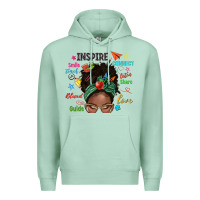 Seafoam afro messy bun teach inspire love teacher blessed Premium Hoodie - NancyCooperArtShop
