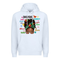 White afro messy bun teach inspire love teacher blessed Premium Hoodie - NancyCooperArtShop