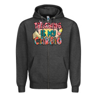 Charcoal Heather teaching is my cardio Zipper Hoodie - NancyCooperArtShop