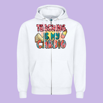 Teaching Is My Cardio Zipper Hoodie Designed By Nancycooperartshop