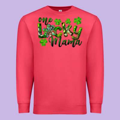 St. Patrick's Day One Lucky Mama Premium Sweatshirt Designed By Ranaportraitstore