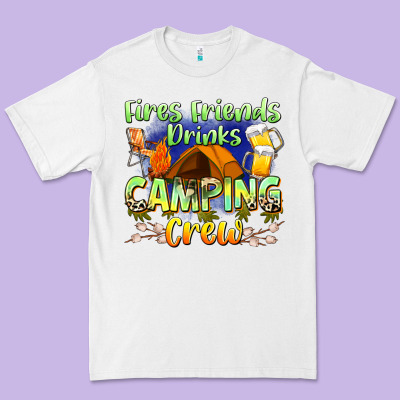 Fires Friends Drinks Camping Crew Premium Tee Designed By Zillion Design Studio