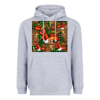 Heather Grey Christmas Santa Claus peace hand Heavyweight Hoodie - Jasminsmagicworld