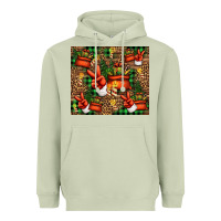 Christmas Santa Claus Peace Hand Heavyweight Hoodie | Teevron
