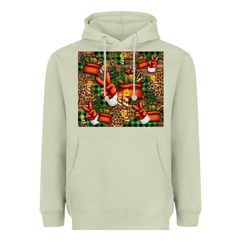 Christmas Santa Claus Peace Hand Heavyweight Hoodie by Jasminsmagicworld | Teevron