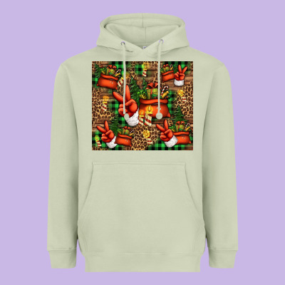 Christmas Santa Claus Peace Hand Heavyweight Hoodie Designed By Jasminsmagicworld