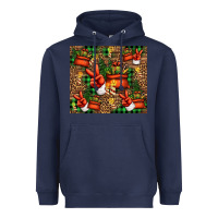 Navy Christmas Santa Claus peace hand Heavyweight Hoodie - Jasminsmagicworld