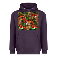 Plum Christmas Santa Claus peace hand Heavyweight Hoodie - Jasminsmagicworld