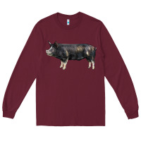 Burgundy berkshire pig Long Sleeve Tee - LillyAllenDesigns