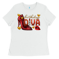 White birthday diva Ladies Tee - texasbilliewilder