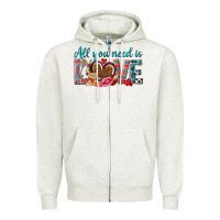 Oatmeal Heather all you need is love Zipper Hoodie - NancyCooperArtShop