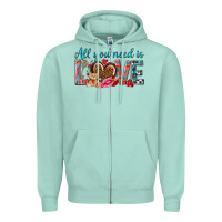 Seafoam all you need is love Zipper Hoodie - NancyCooperArtShop