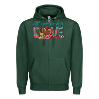 Sports Green all you need is love Zipper Hoodie - NancyCooperArtShop