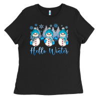 Black snowman hello winter Ladies Tee - JahusDesignShop