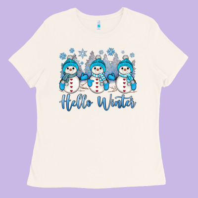Snowman Hello Winter Ladies Tee Designed By Jahusdesignshop