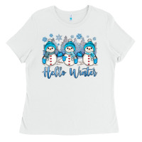 White snowman hello winter Ladies Tee - JahusDesignShop