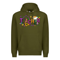 Army Green mardi gras teacher Premium Hoodie - texasbilliewilder