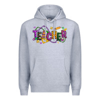 Heather Grey mardi gras teacher Premium Hoodie - texasbilliewilder