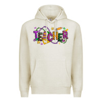 Oatmeal Heather mardi gras teacher Premium Hoodie - texasbilliewilder