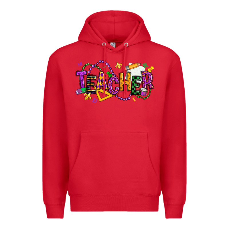 Mardi Gras Teacher Premium Hoodie by texasbilliewilder | Teevron