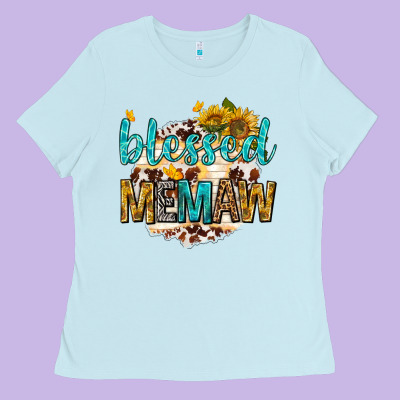 Ladies Tee blessed memaw with sunflowers