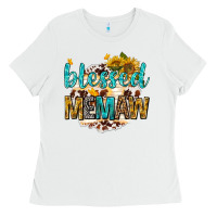 White blessed memaw with sunflowers Ladies Tee - texasbilliewilder