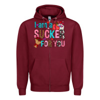 Burgundy i am a sucker for you Zipper Hoodie - NancyCooperArtShop