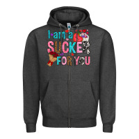 Charcoal Heather i am a sucker for you Zipper Hoodie - NancyCooperArtShop