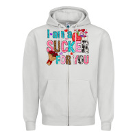 Dove Grey i am a sucker for you Zipper Hoodie - NancyCooperArtShop