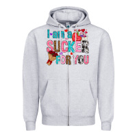 Heather Grey i am a sucker for you Zipper Hoodie - NancyCooperArtShop