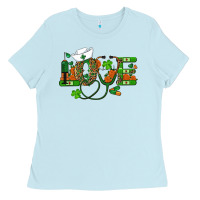 Baby Blue st patricks day love nurse Ladies Tee - RanaPortraitStore