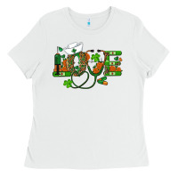 White st patricks day love nurse Ladies Tee - RanaPortraitStore