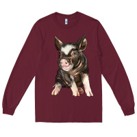 Burgundy baby berkshire pig Long Sleeve Tee - LillyAllenDesigns