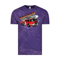 Cloud Purple firefighter fire truck Vintage Tee - Artiststas