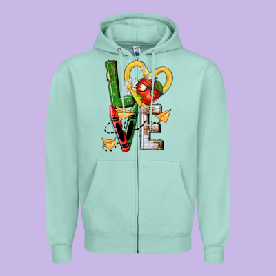 Teacher Love Nca Zipper Hoodie Designed By Nancycooperartshop