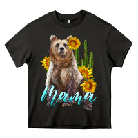 Asphalt mama bear with sunflowers and cactus Heavy Core Tee - Artiststas