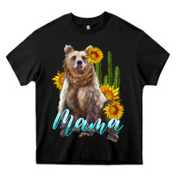 Black mama bear with sunflowers and cactus Heavy Core Tee - Artiststas
